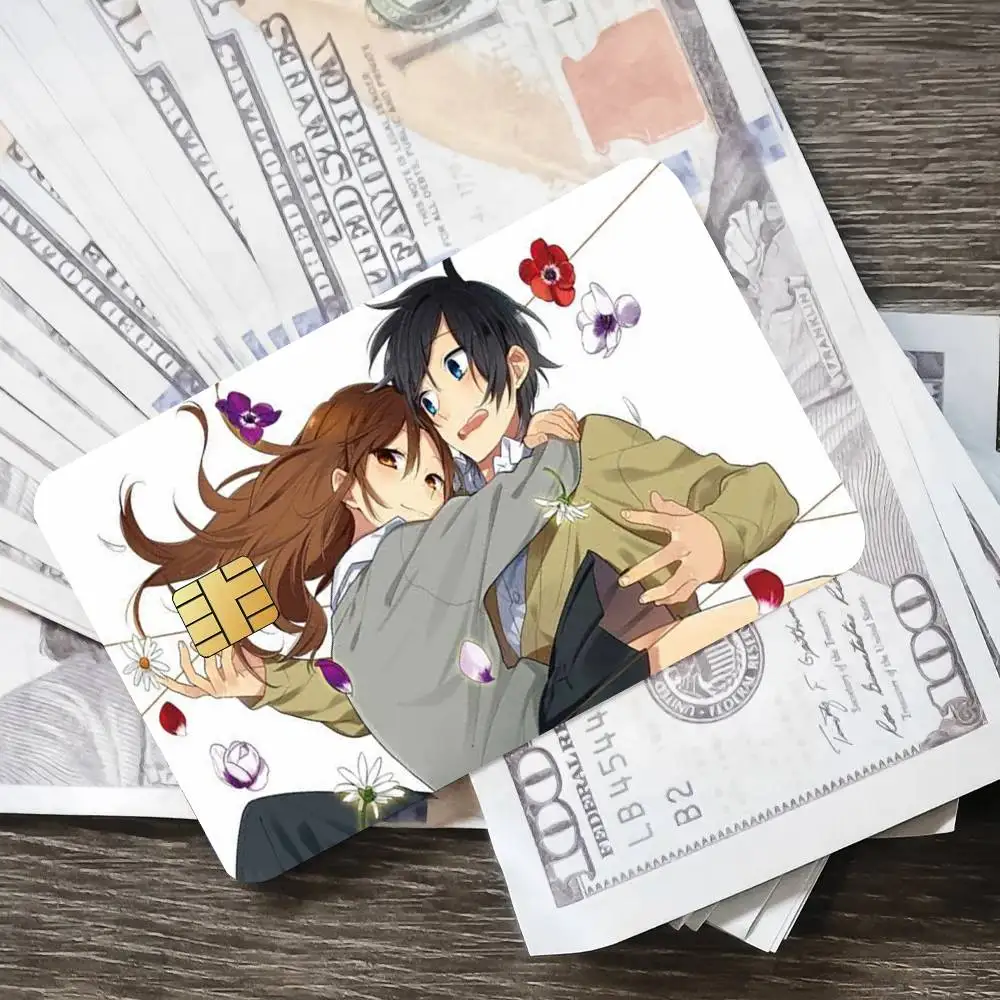 Anime carino H-Hori e Miyamuraes poster adesivi per carte di credito con copertina della pelle 4 pezzi pellicola bus passaggio decorazione frontale debito bancario