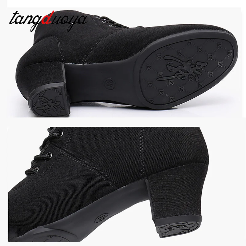 Zapatos de baile latino para mujer, zapatillas modernas negras para baile de salón, Salsa, Jazz, Tango, exteriores