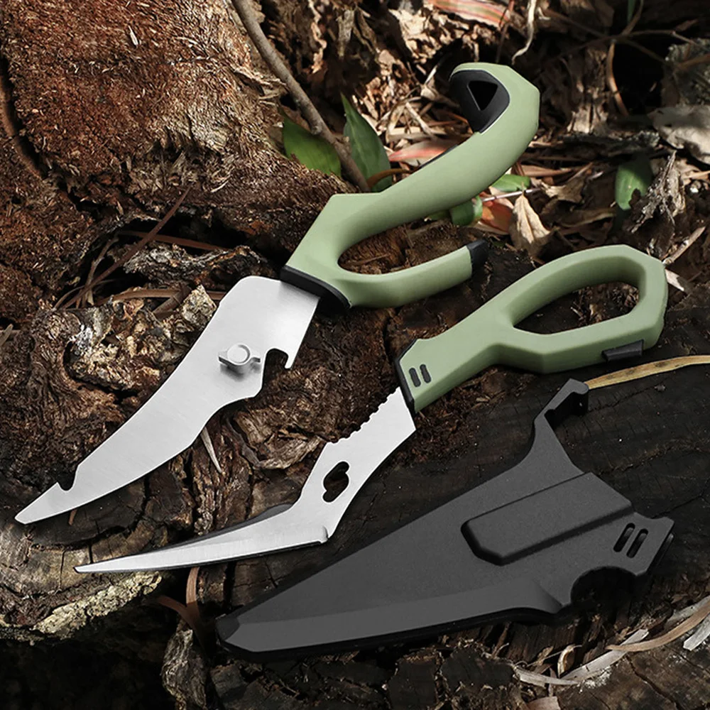 Multifunction Tactical Scissors Survival Gear Camping Equipment Steel Kitchen Scissors Fish Cutter Pruning Shears Hand Tools