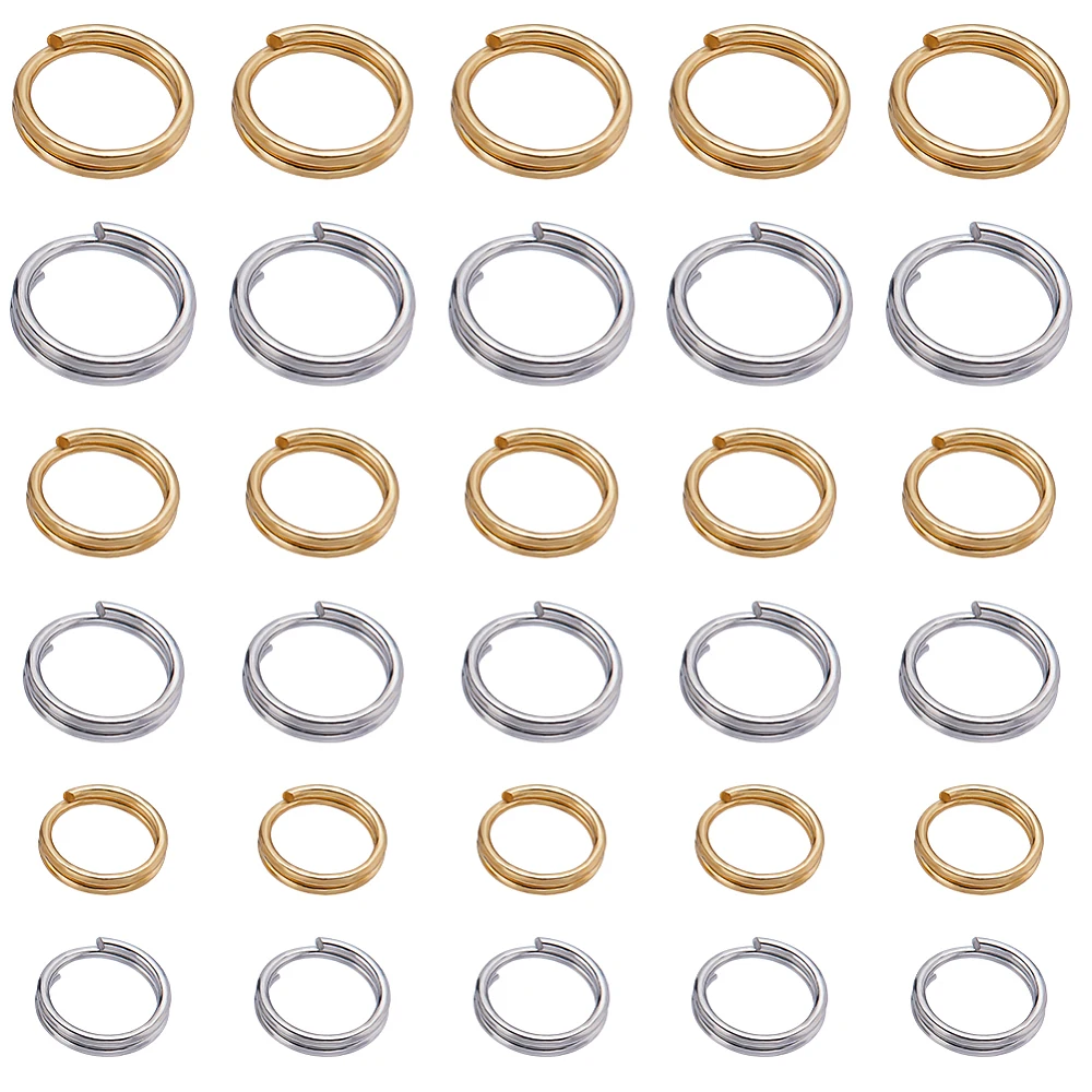 600Pcs 6 Styles 304 Stainless Steel Split Rings Double Loops Jump Rings Mixed Color 5~7x1~1.3mm Inner Diameter: 5.5mm