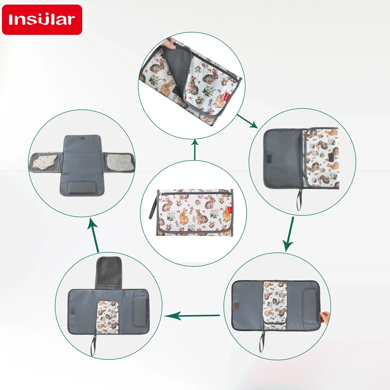 INSULAR الطفل الحفاض تغيير وسادة أكياس تخزين قابلة للطي مقاوم للماء الاطفال قابل للغسل فراش منتجات رعاية الأم والرضع