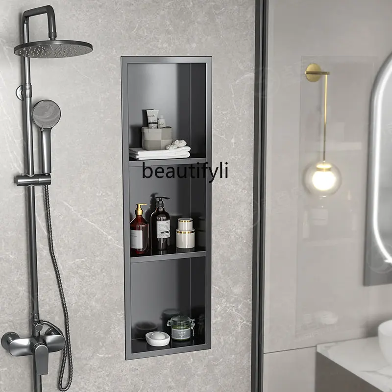 

zq Stainless Steel Wall Partition Net Red Finished Cabinet Shelf Shower Room Bathroom Metal TV