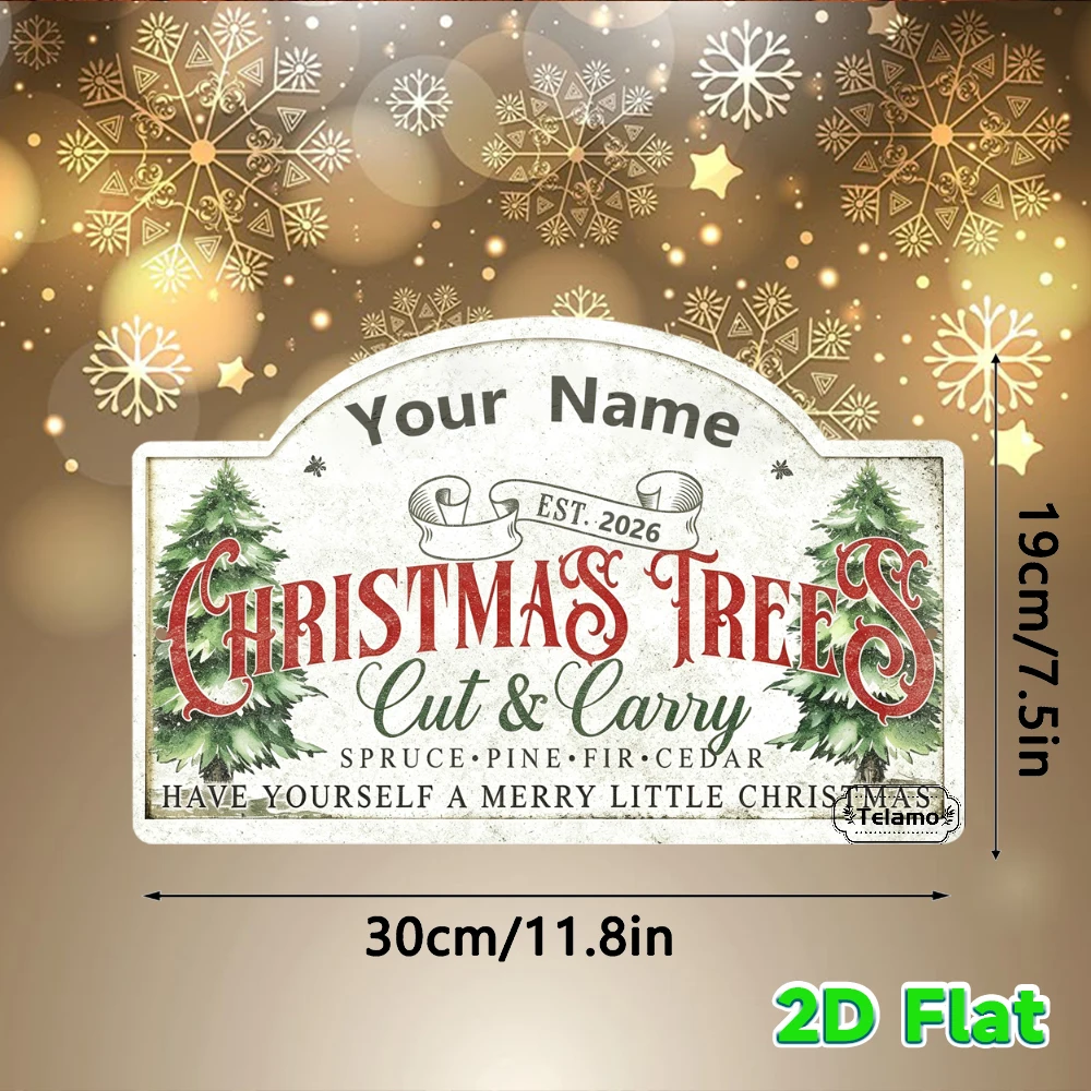 Custom Text Arched Metal Sign, Vintage Evergreen Christmas Tree Pattern, Christmas Decor, Mantel Entryway Decor, Indoor Outdoor
