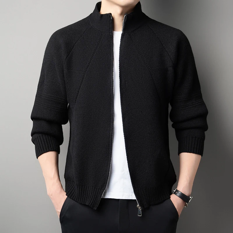 

Высококачественный вязаный кардиган на молнии для мужчин, модный и универсальный весной и осенью, вязаный свитер с длинными рукавами.
