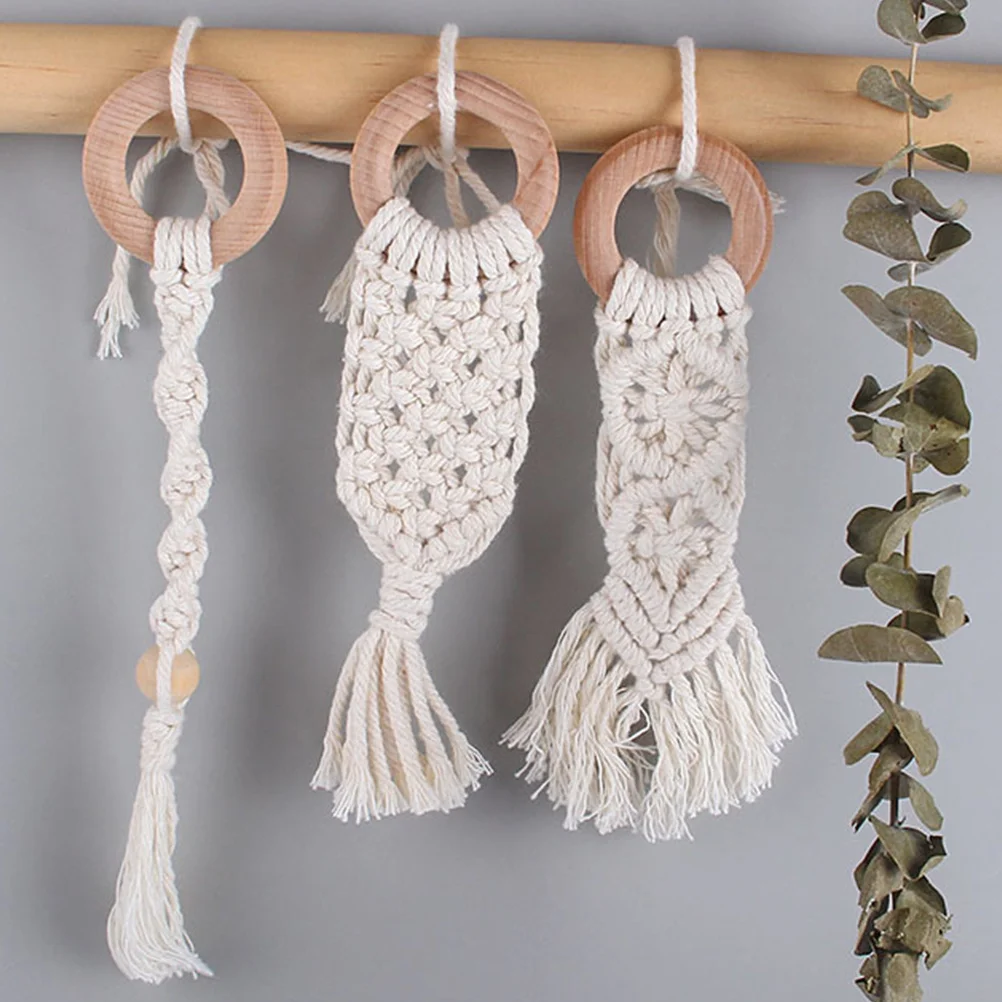 

3Pcs Baby Molar Rod Eco-Friendly Cotton Rope Teether Hand Knitting Teeth Grinding Stick Molar Rod Hand Woven Teether