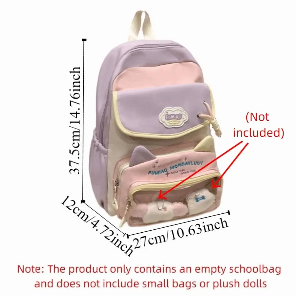 Japanese Style Students School Bags Waterproof Cute Transparent Pocket Backpack Zipper Closure Multi Pocket