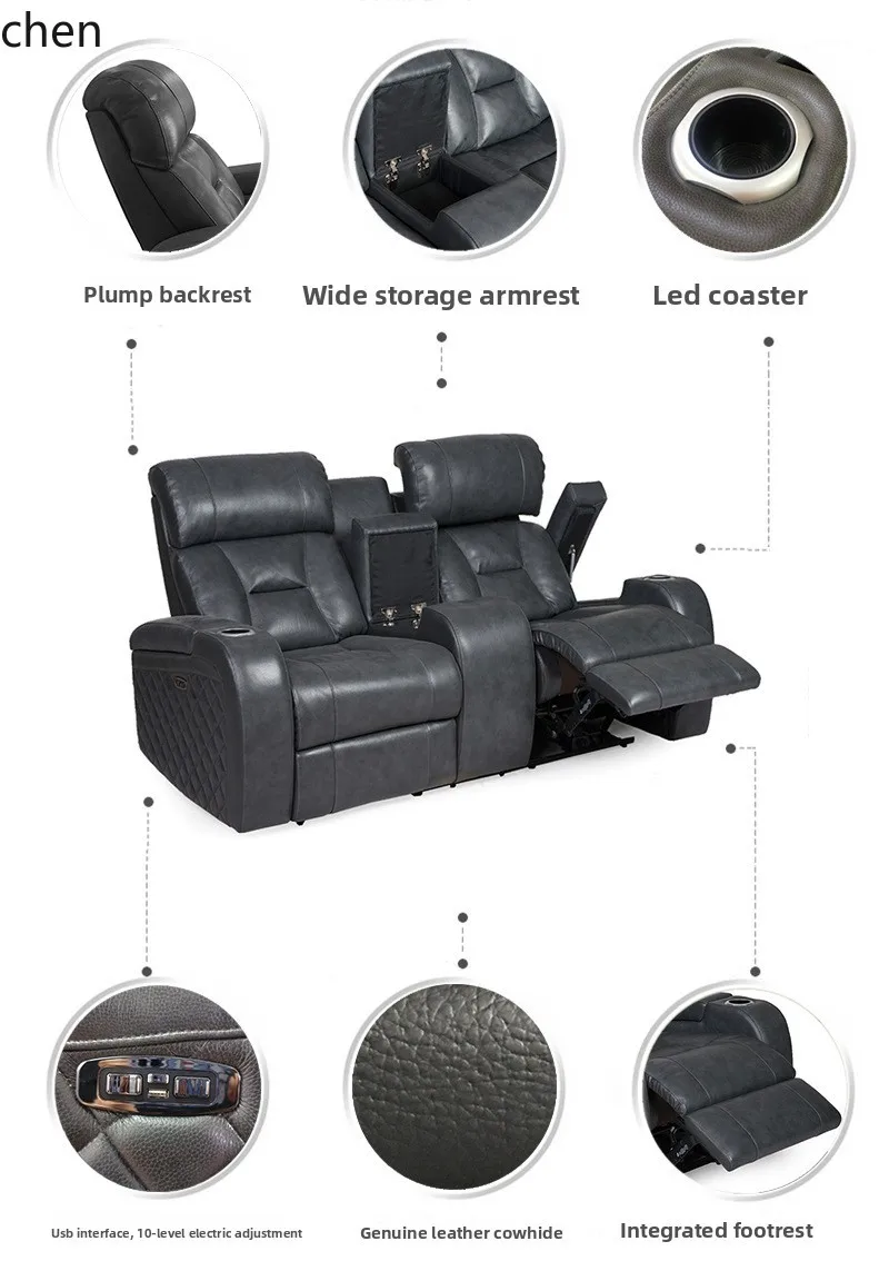 HXL Villa Home Theater Basement Leather Electric Sofa