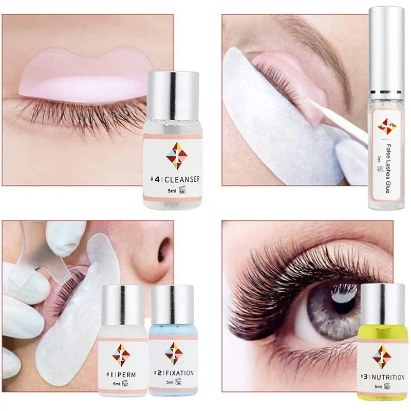 Lash Lift Kit and Eyelash Eyebrow Dye Tint Combination Lifting Eyelashes Perm Eye Makeup Set with Lift Pads and Clean Tools