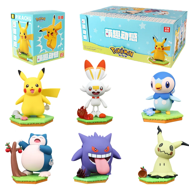 pokemon-original-wind-up-toys-coil-series-pikachu-gengar-snorlax-mimikyu-piplup-scorbunny-hands-feet-action-figures-ornaments