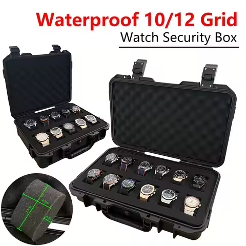 10/12 Grid Waterproof High-end Watch Box Collection Watch Antique Protective Safety Box Thickened With Sponge Moisture-proof Box
