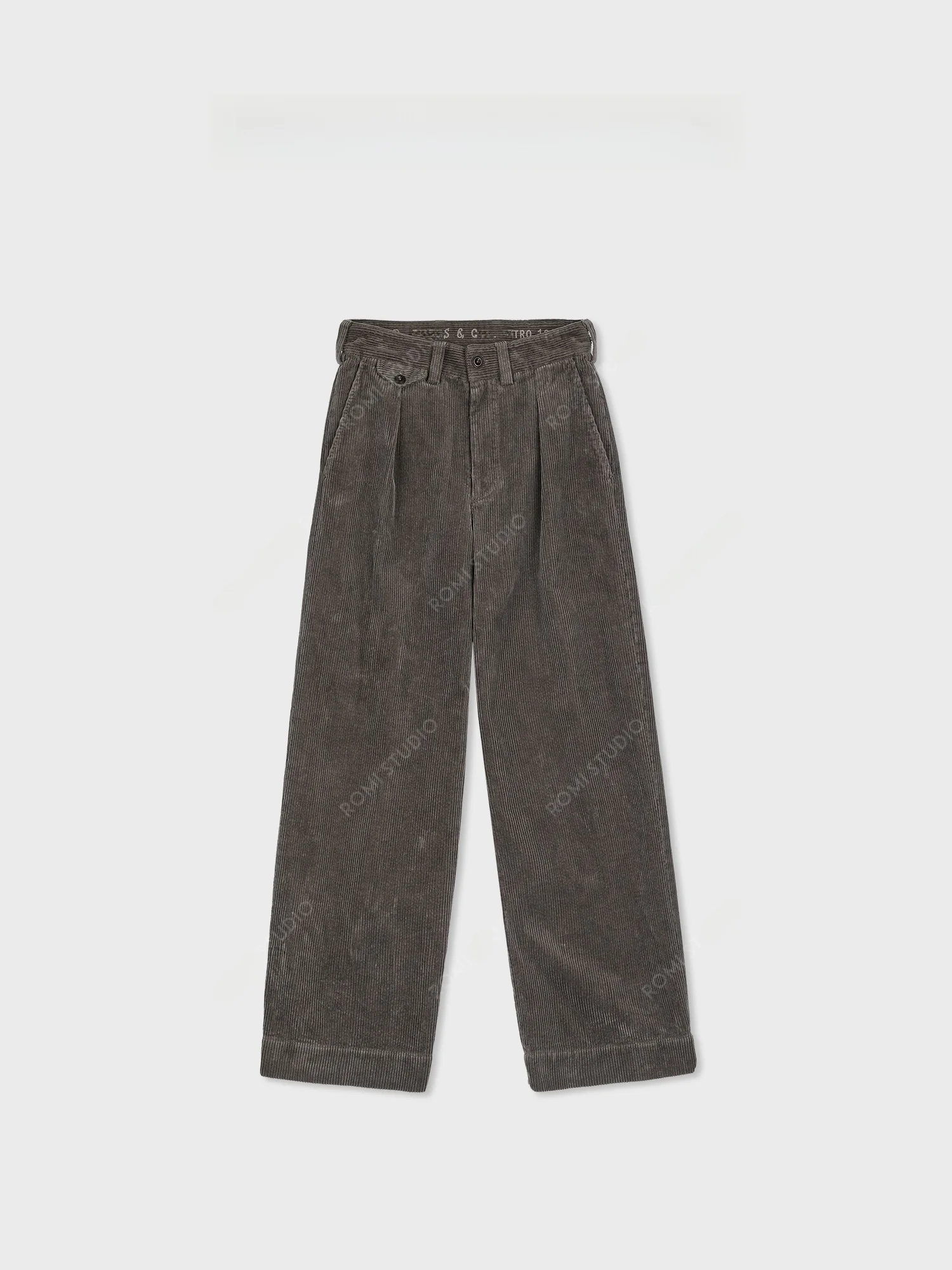 

Romi Studio High-Waist Straight-Leg Pants Thiened Corduroy Loose Fit Cus-Dyed Embroidered Casual Trousers for Women