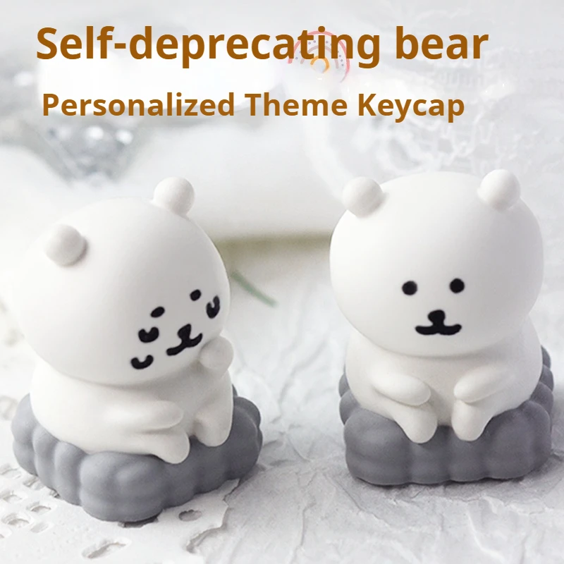 

Самовосстанавливающийся колпачок для ключей с медведем, персонализированный полимерный периферийный колпачок Lobo, художественная плитка, колпачок для ключей Esc, милый и модный внешний вид