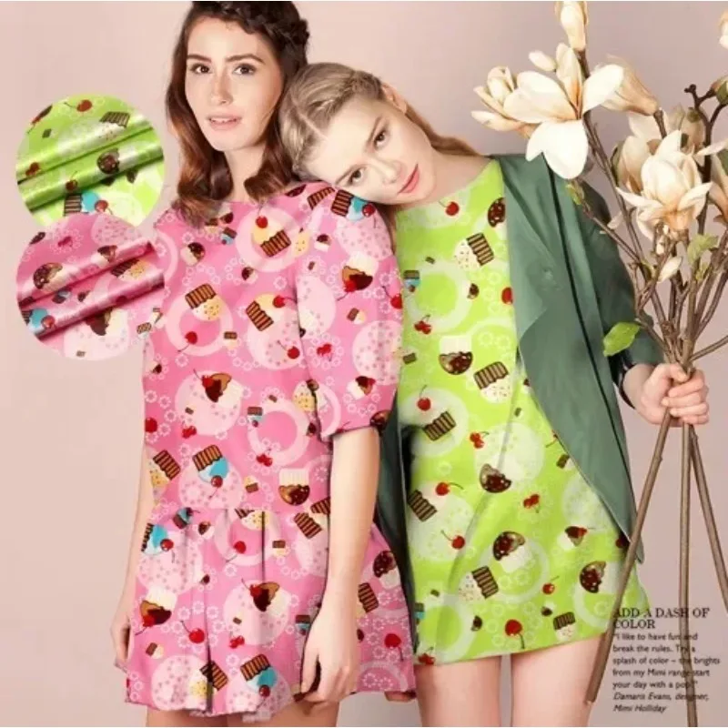 

Diy Sewing Material 155cm 19mm Cartoon Cakes Print Cotton Silk Fabric For Summer Dress Shirt Clothes Pants R1693