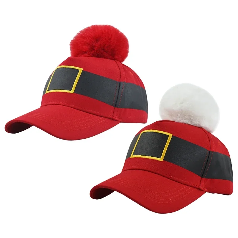 

Christmas Decorative Knob Belt Adjustable Baseball Cap for Cosplay Stage Performance Party One Size Fits Most Hat Red Cap