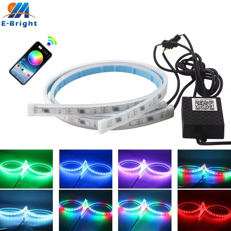

2pc Car LED Hood Light Strip Symphony Multicolors LED Engine Cover Daytime Running Atmospere Light for SUV By APP&Remote Control