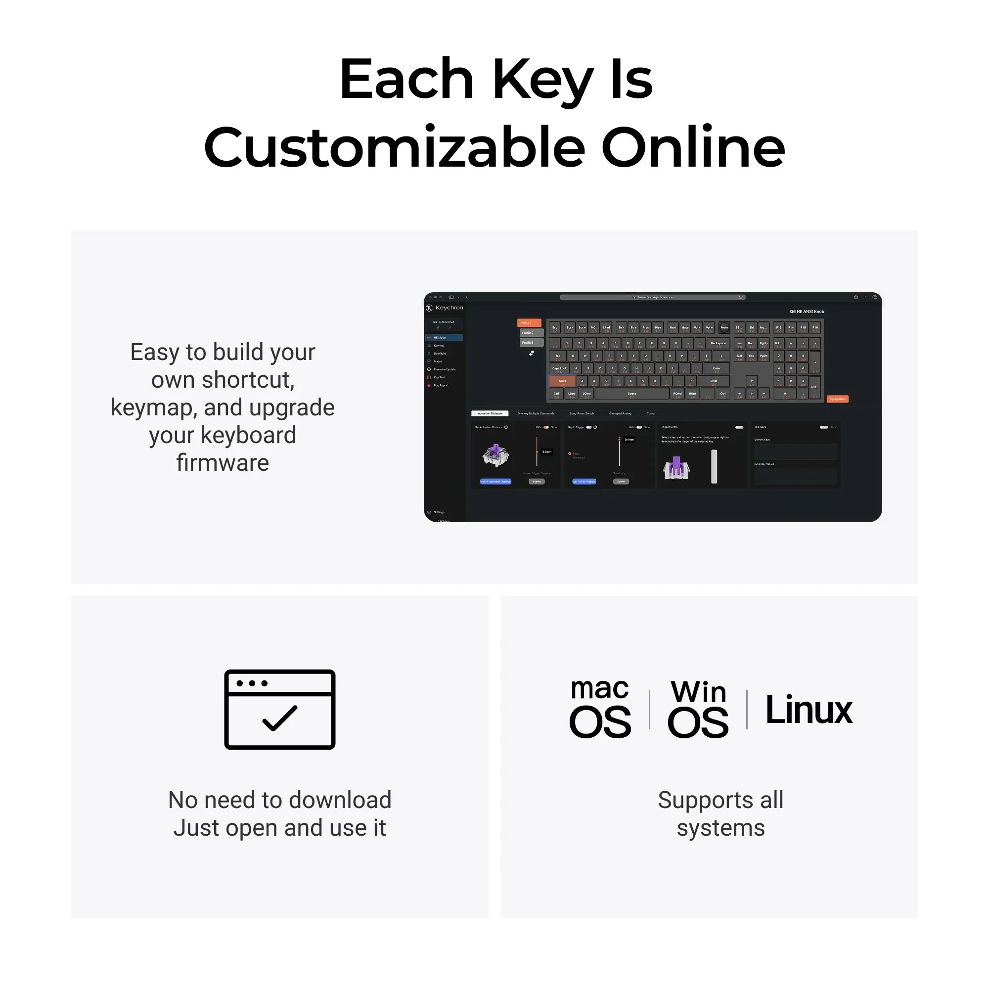 Keychron Q6 HE QMK Wireless Magnetic Switch Custom Gaming Keyboard Full Aluminum RGB Backlit Full-Size Knob