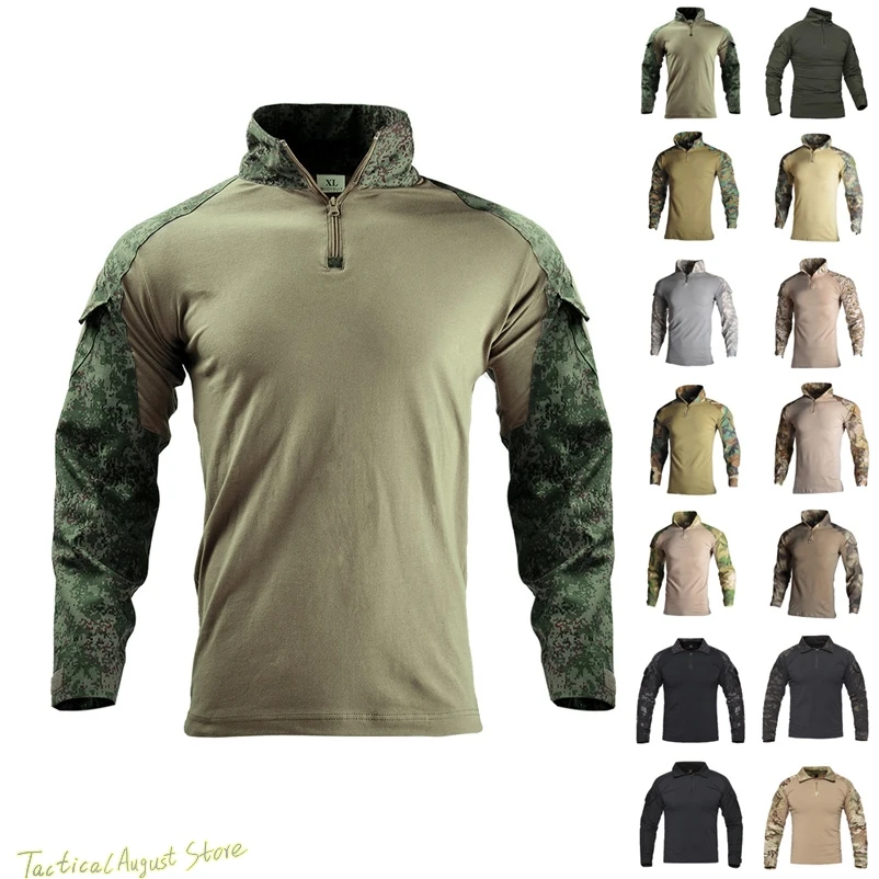 Tactical Frog Combat Shirt Long Sleeve T-shirt Training Tee Tops Clothes Black Russian EMR Green Moss Ruins Camouflage