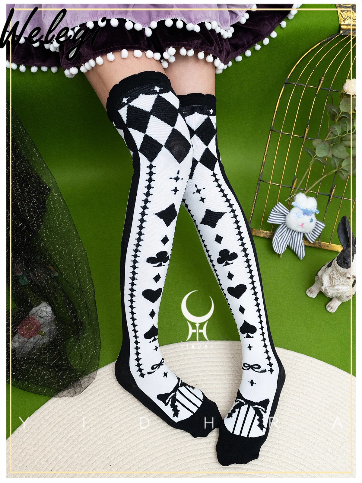 Original Lolita Cute Printed High Stockings for Women 2024 Autumn New Japanese Style Jirai Kei Sweet Thigh High Socks Ladies