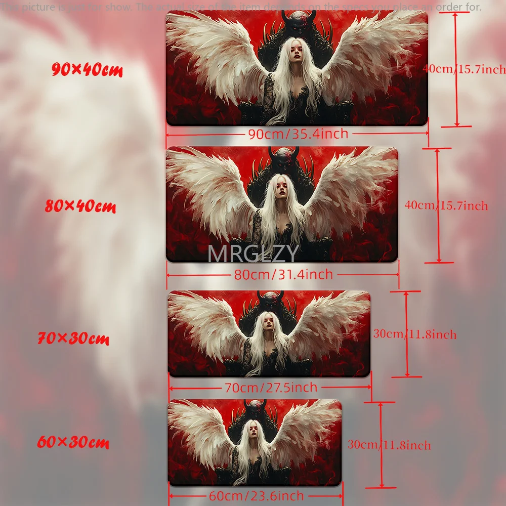 لوحة ماوس الملائكة والشياطين قاعدة مطاطية كبيرة مضادة للانزلاق ملحقات مكتب الكمبيوتر لوحة ماوس للمكتب والألعاب لوحة المفاتيح حصيرة ديكور