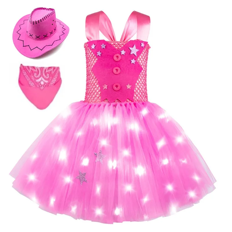 Popular Pink Denim Girl Floral Dress Girl Movie Princess Ballet Short Skirt Christmas Halloween Costume Birthday Party Costume