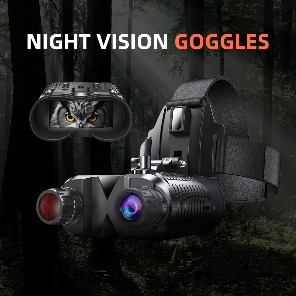 Lunettes de Vision Nocturne avec Sangle de Tête, 7 Infrarouges, Réglables, Montées sur la Tête, Jumelles Infrarouges Numpopularité pour la html et le Camping