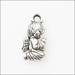 30Pcs Antiqued Silver Color Praying Angel Wings Charms Pendants 8x16mm