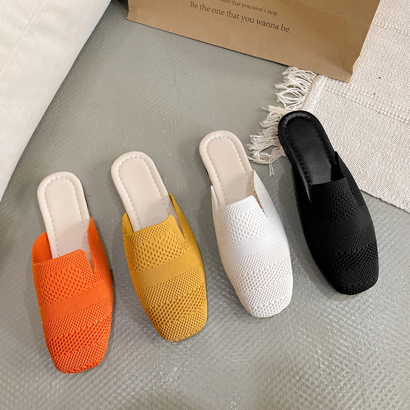 French Minority Slippers Fairy Shoes To Wear 2024 New Summer Soft Bottom Baotou Hollow Woven Flat Shoes for Women