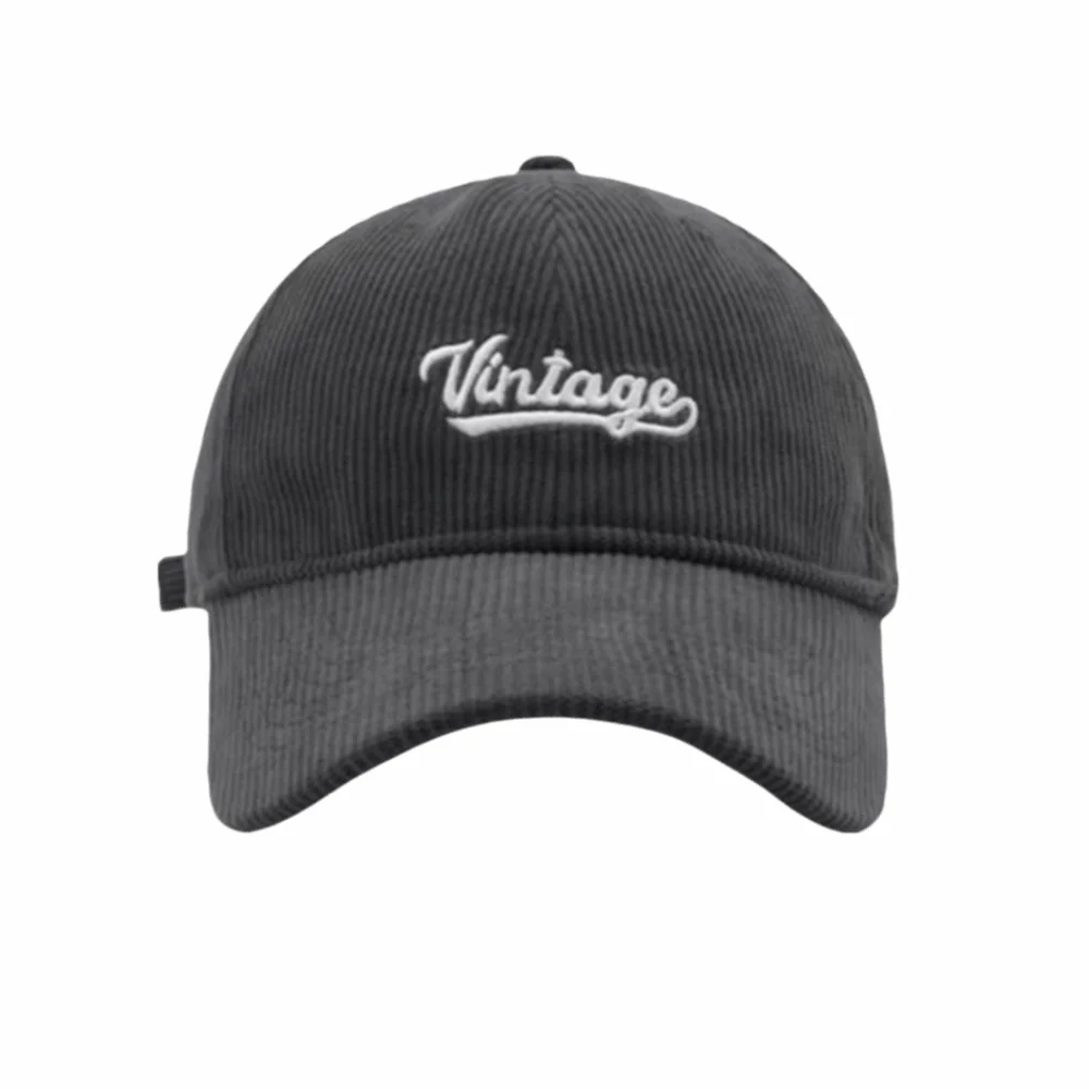 

Trend Vintage Letter Embroidery Cap Korean Corduroy Men Women Baseball Cap Versatile Solid Color Snapback Hat Unisex
