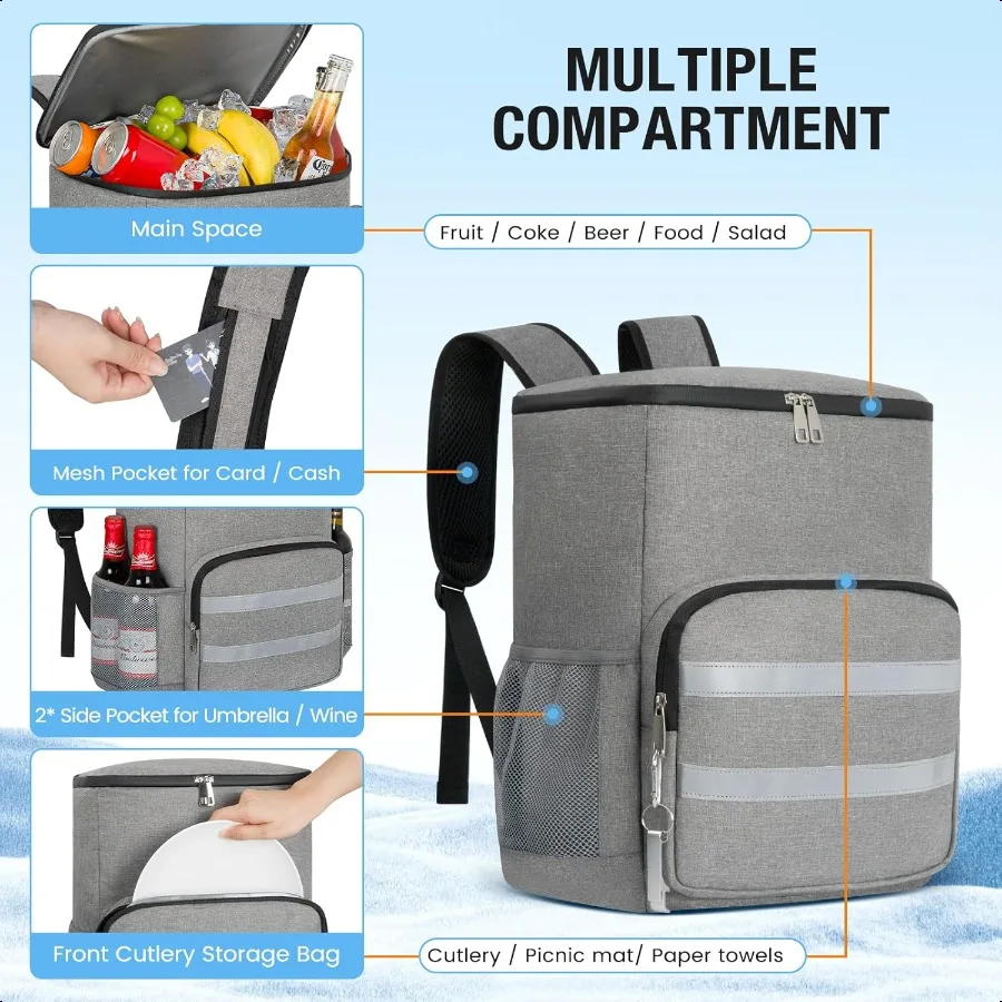 Backpack Cooler 54 Cans Insulated Leak Proof Cooler Backpack for Men Women Cooler Bag Portable Picnic Camping Beach Hiking BBQ