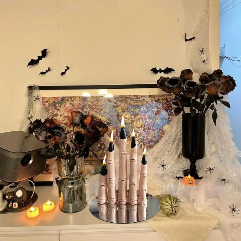 Gothic Candles Halloween Life-Size Finger Candles Novelty Scary Creepy Witch Thumb Candle With Black Nails Horror Realistic