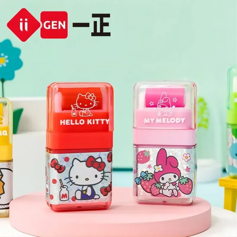 Роликовый ластик Sanrio Hellokitty, корректирующий ластик для мелодии с крышкой, школьные канцелярские принадлежности, корректирующая резина для студентов, разные цвета