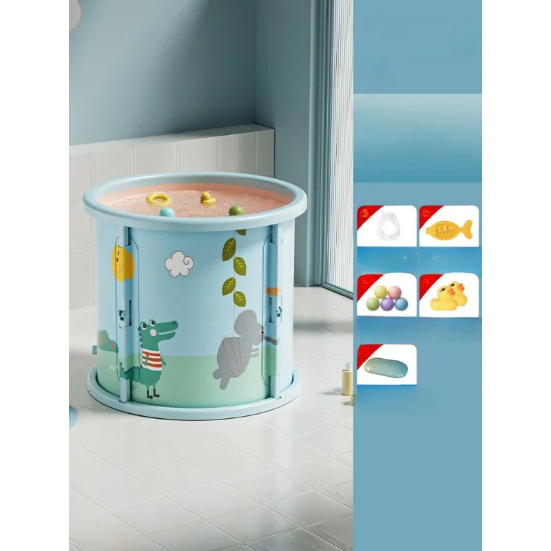 Baby Swimming Bucket Home Adult Bath Children Can Sit Foldable Safe Lasting Constant Temperature Easy Storage