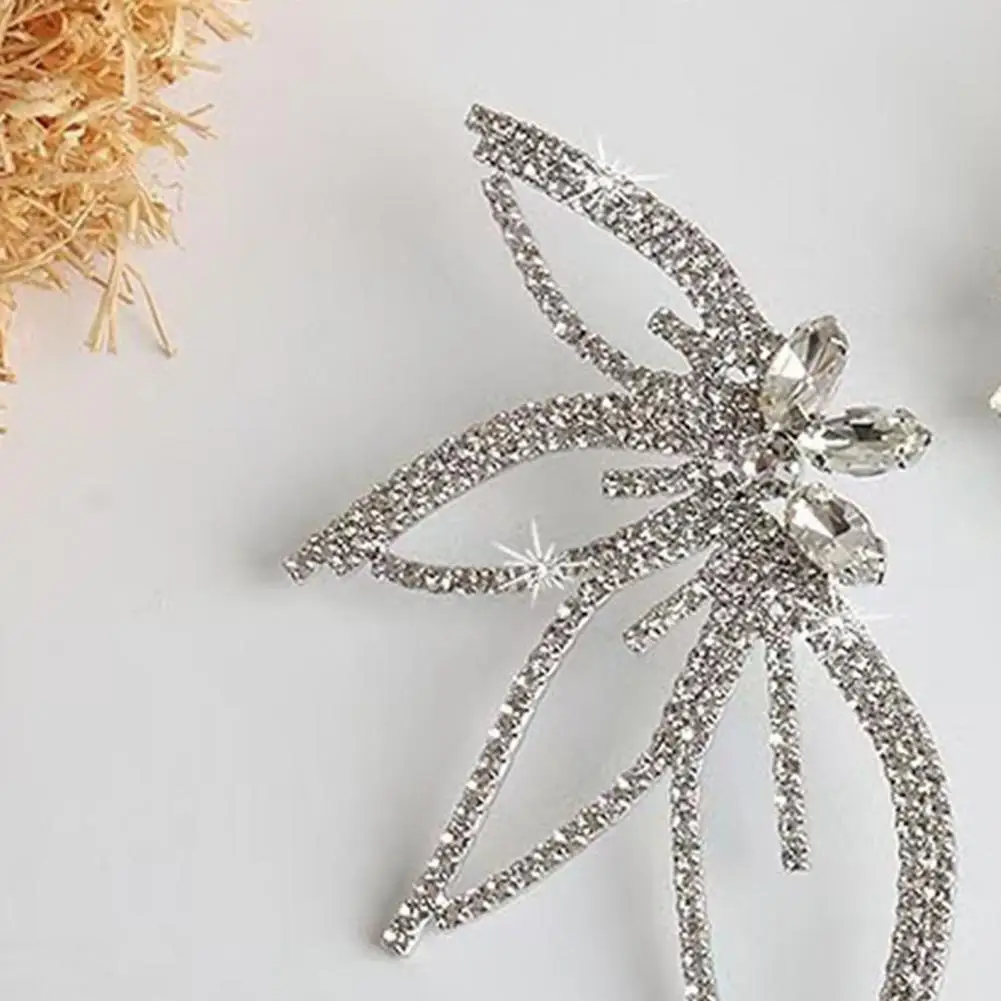 Women Stud Earrings Exaggerated Cubic Zirconia Maple Leaf Stud Earrings Luxury Statement Jewelry Women’s Fashion Accessories