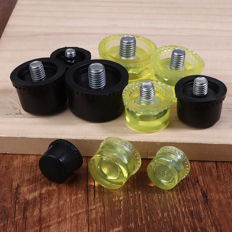 NEW 1 Pair Of Double Face Tap Rubber Hammer Head 25mm 30mm 35mm 40mm 45mm Yellow Black Hammer Replacement Striking Head