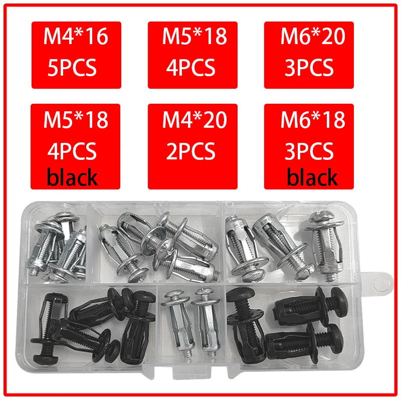 Petal Rivets M4 M5 M6 Lock Screw Nut Kit Set Aluminum Rivet Black Steel Riveter Hollow Iron Fixed Plate Bolt For Car  License