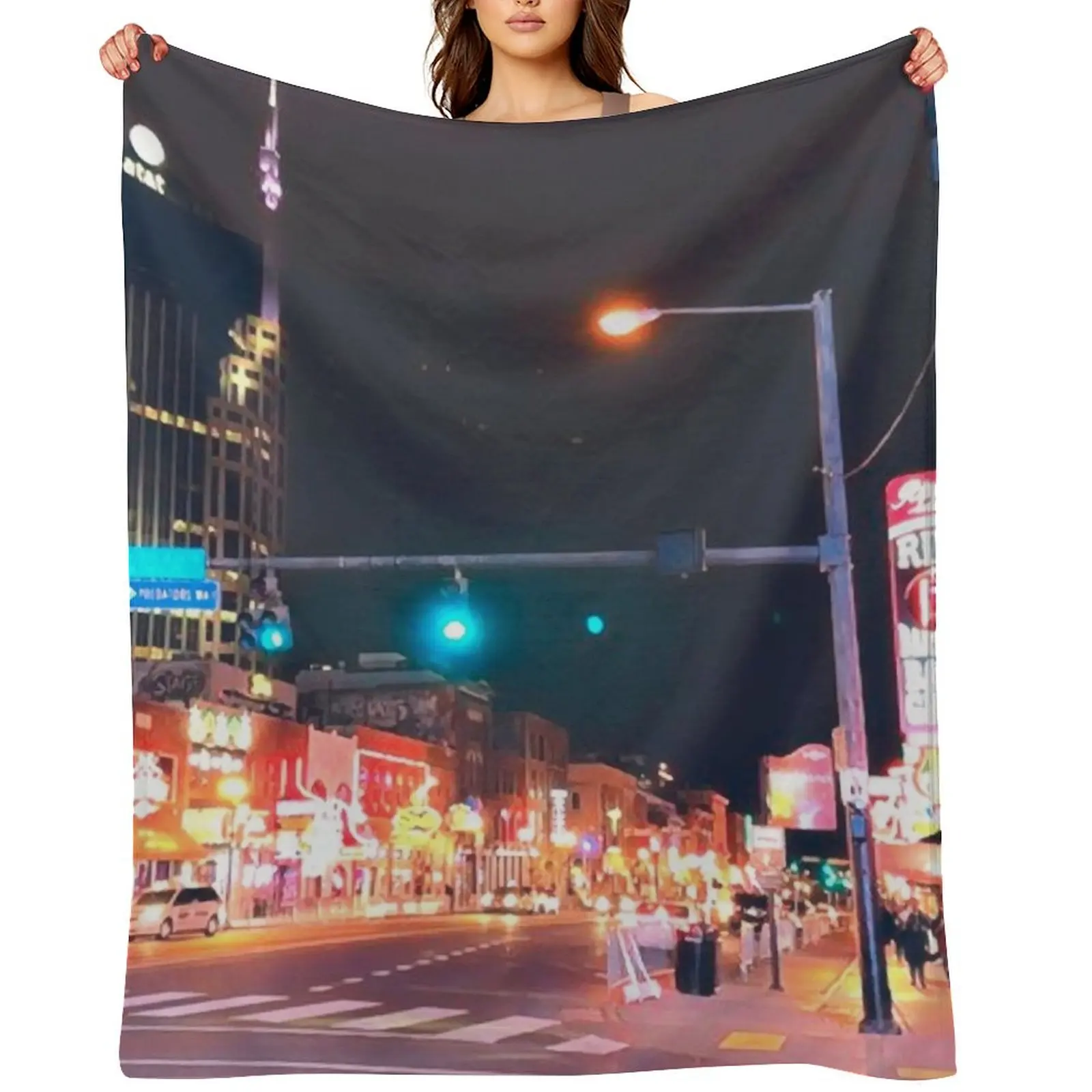 

Nashville at Night Throw Blanket Sofas valentine gift ideas Hairy Retros Blankets