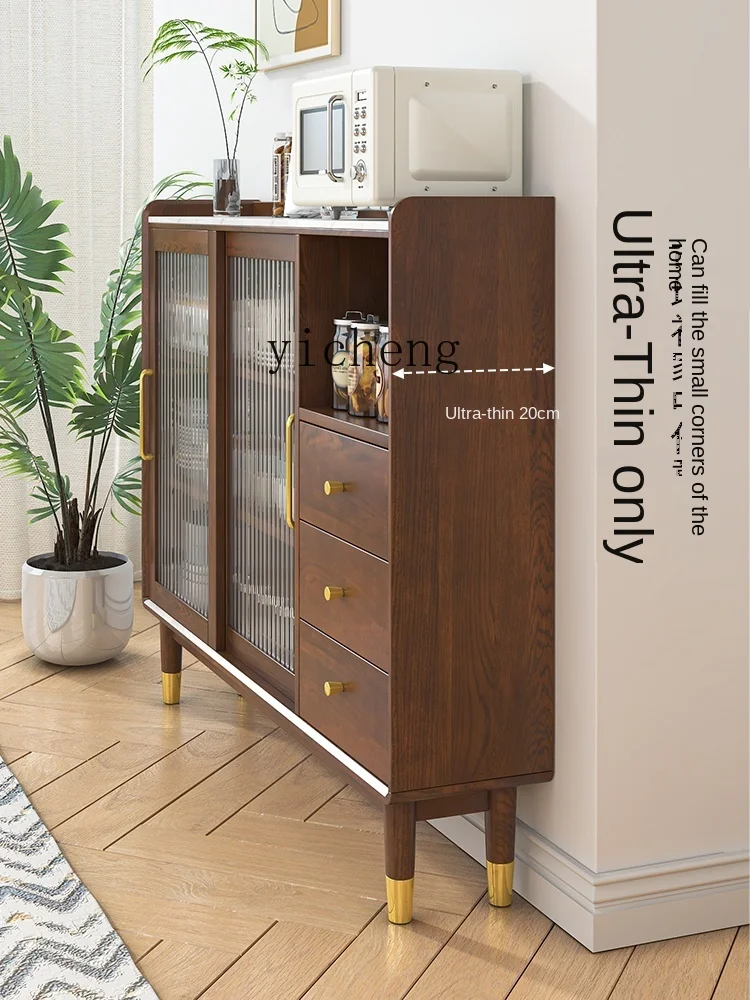 XL Stone Plate Sideboard Ultra-Thin Solid Wood 20cm Ultra-Narrow Cabinet Kitchen Sideboard Cabinet