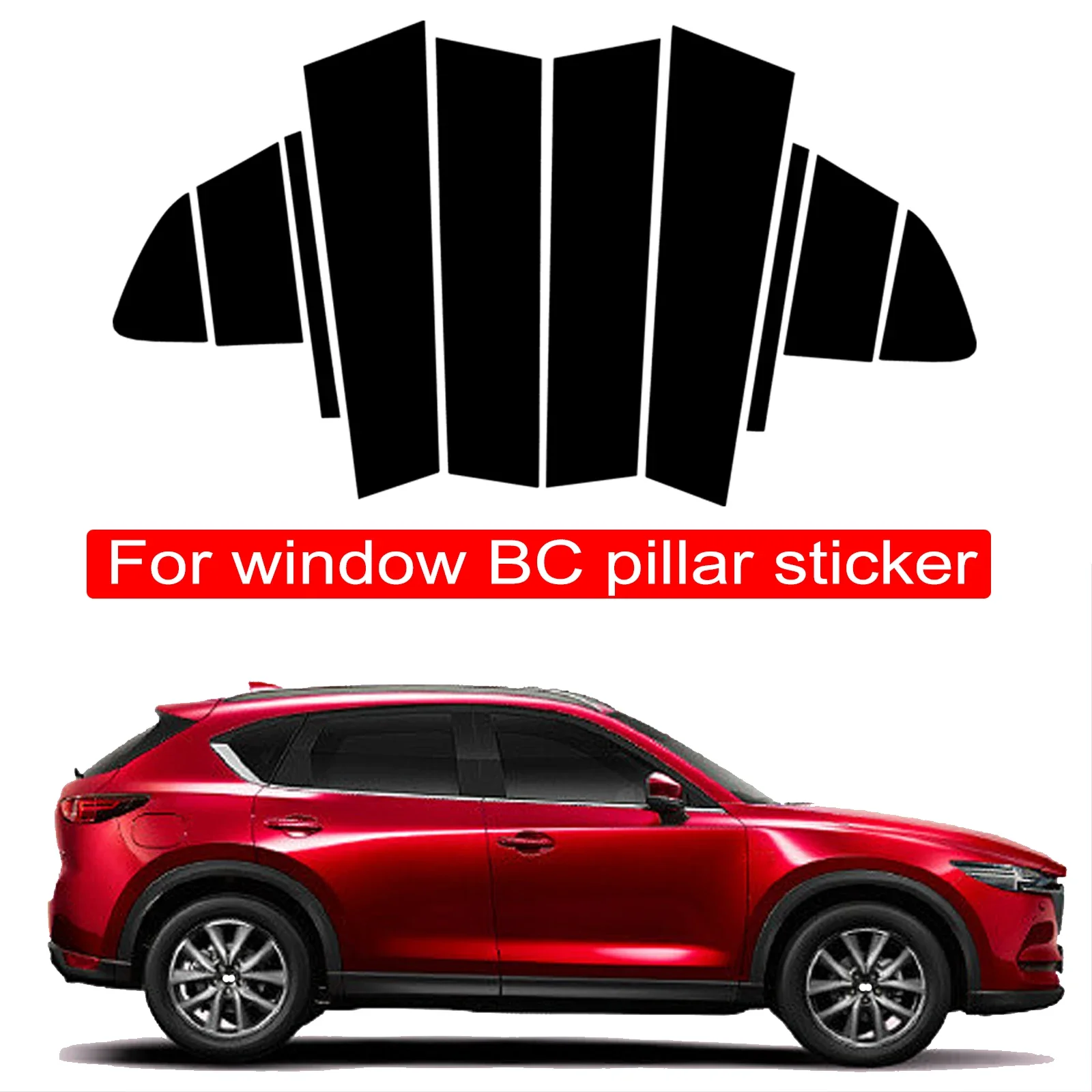 

10PCS Polished Pillar Posts Fit For Mazda 6 Atenza 2014-2018 Window Trim Cover BC Column Accessories Sticker Gloss Black