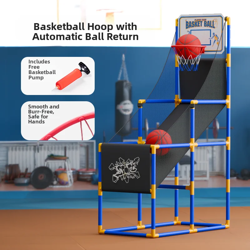 Canestro da basket portatile per interni da 1,4 metri per bambini - Giocattolo sportivo all'aperto mobile senza pickup per uso domestico