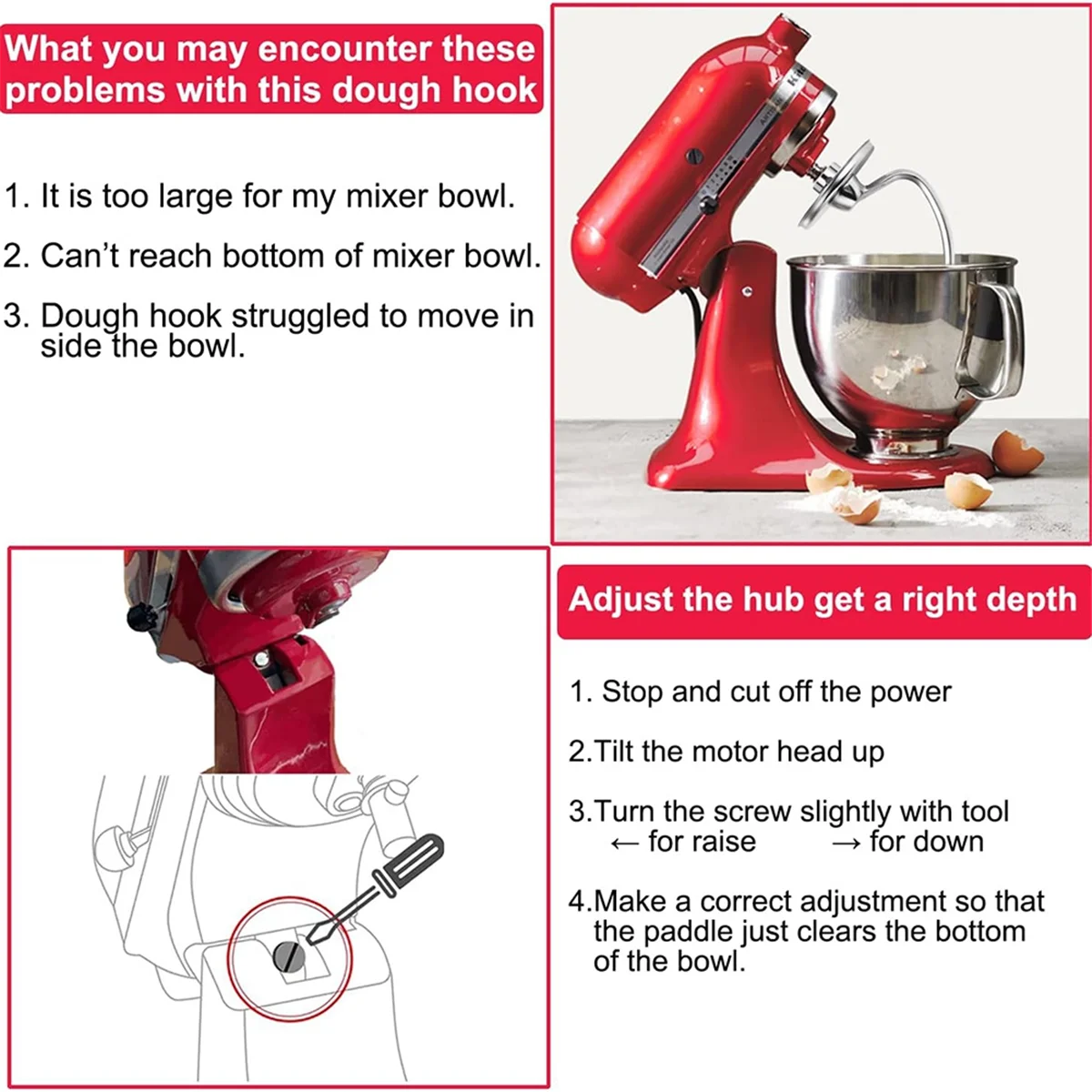 เครื่องผสมอุปกรณ์เสริม K45WW แส้ลวด K45DH Dough Hook สิ่งที่แนบมาสําหรับ 4.5-5Q สําหรับ Kitchenaid Tilt-Head Stand Mixer สิ่งที่แนบมา