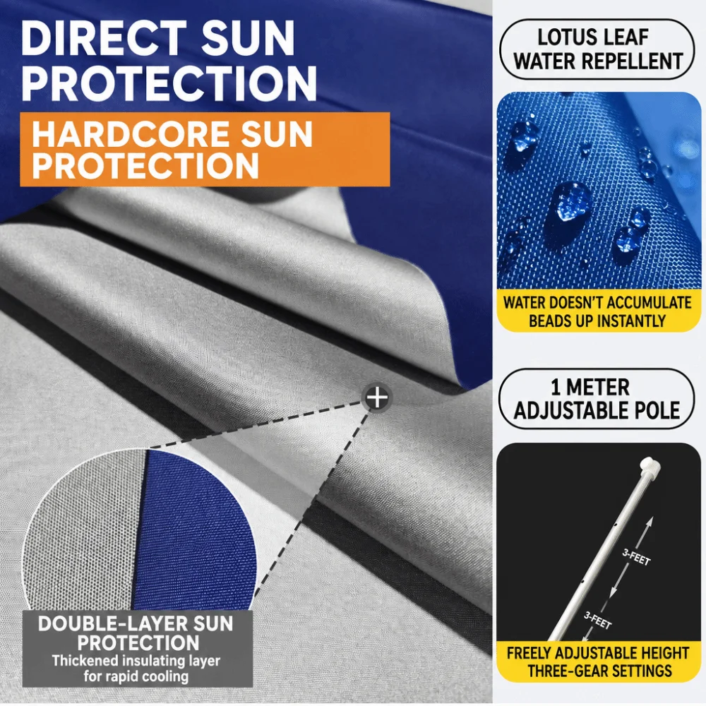 Retractable Sunshade Umbrella Heavy Duty Sunshade Patio Umbrella UV Protection Base Fixator Square Courtyard Umbrella Patio