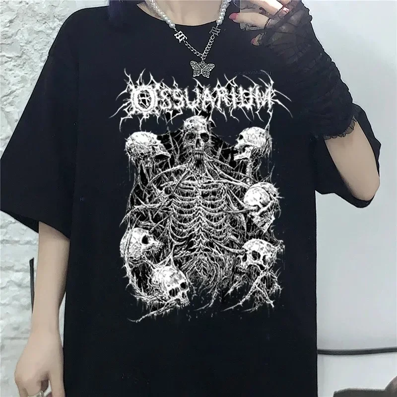 Streetwear Gothic Summer Goth 100% Cotton T Shirt Aesthetic Loose Men Women T-shirt Punk Dark Grunge Top Harajuku Y2k Clothes