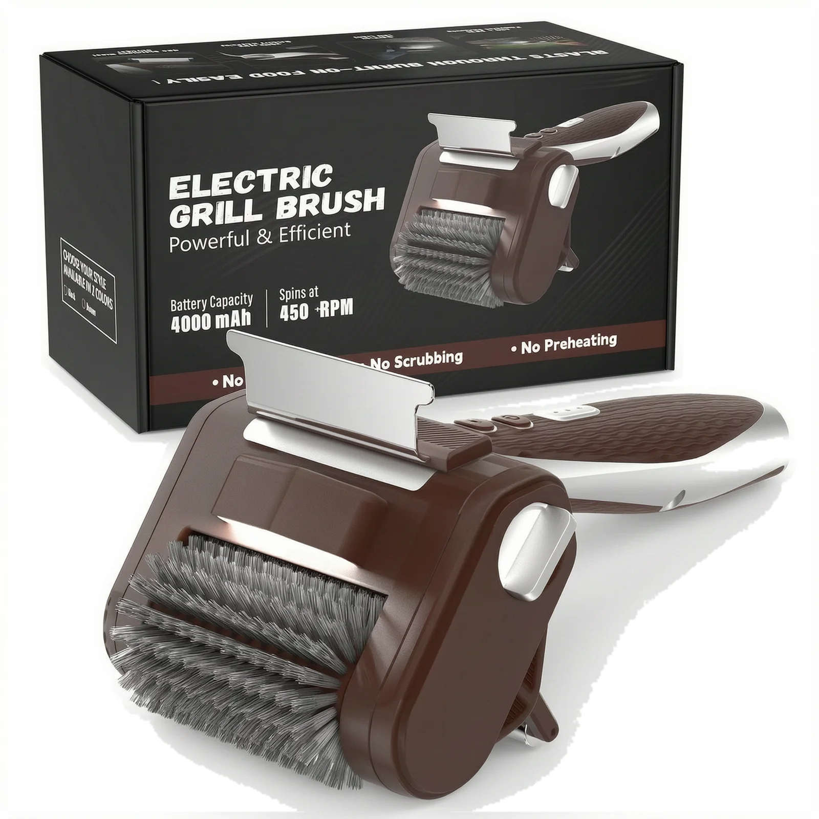 Grill Cleaning Kit Featuring Stainless Steel Grill Brush And Rotating Cleaning Brush For Effortless