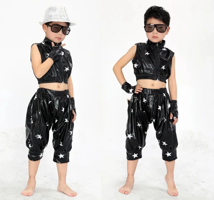 Conjunto de trajes de baile de Jazz para niños y niñas, pantalones cortos de rendimiento de Hip Hop, Ropa de baile de escenario, 2023