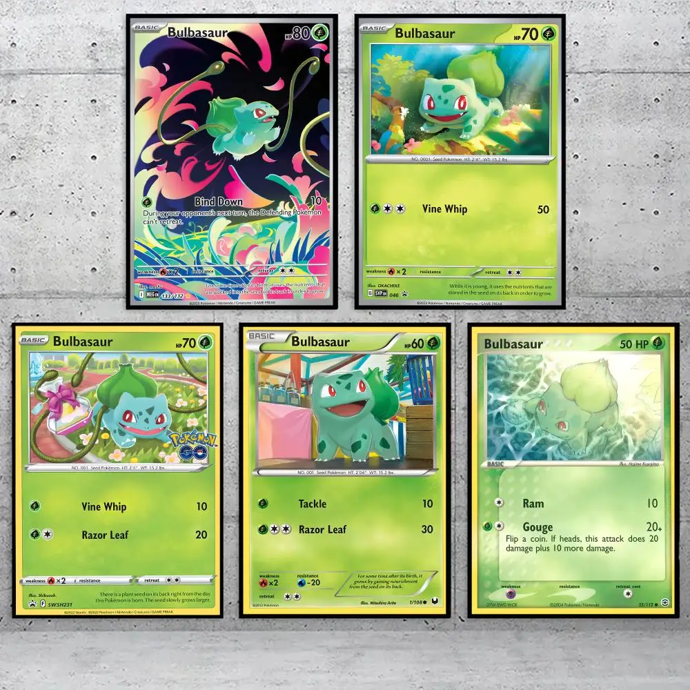 

Bulbasaur Rare Card Pattern Poster Home Living Bed Room Bar Hallway Sticky Wall Art Printing Waterproof Aesthetic Decor