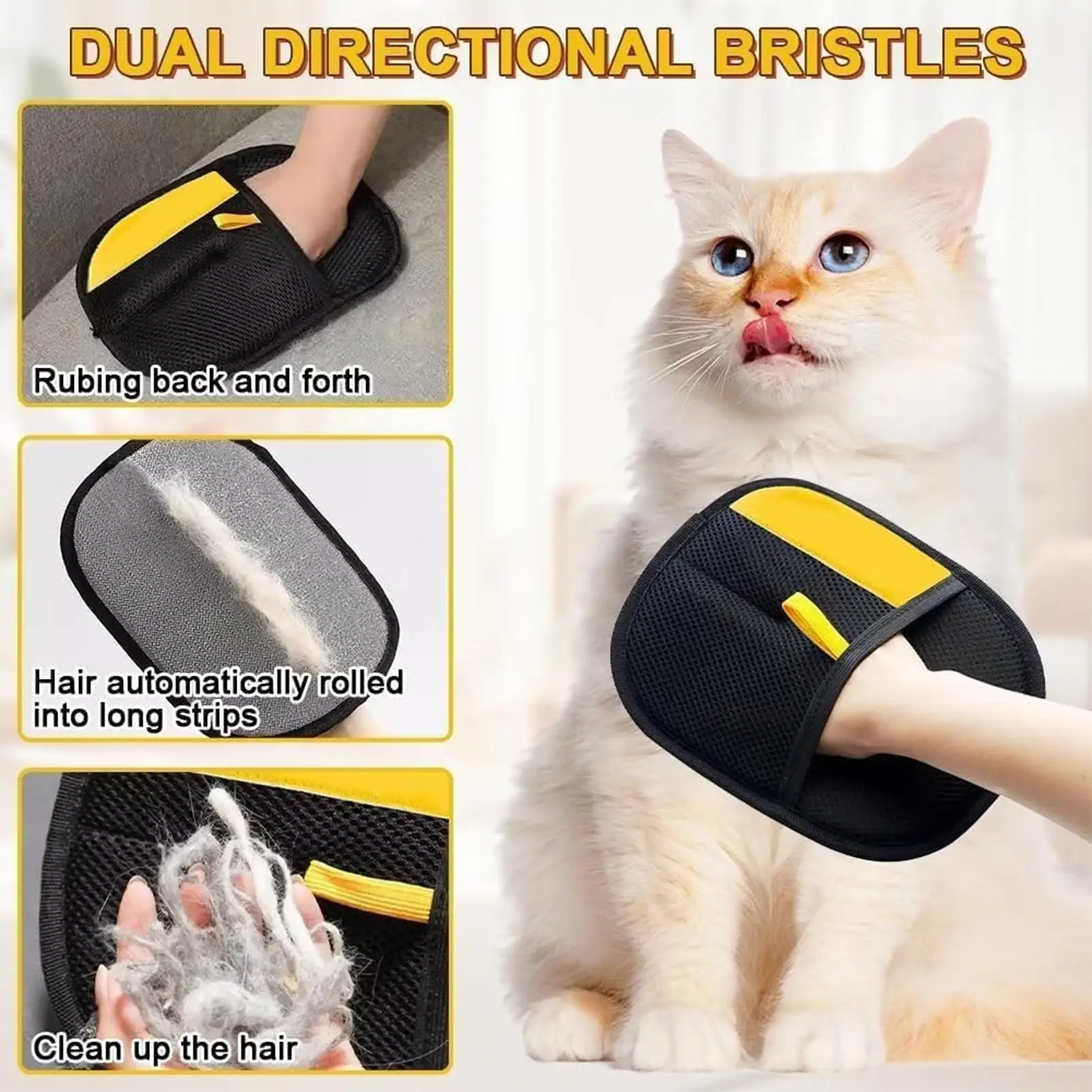 Pet Hair Remover Gloves Electrostatic For Cats Dogs, Reusable Washable Grooming Glove Anti-Shedding Grooming Gloves Pet supplies view 3