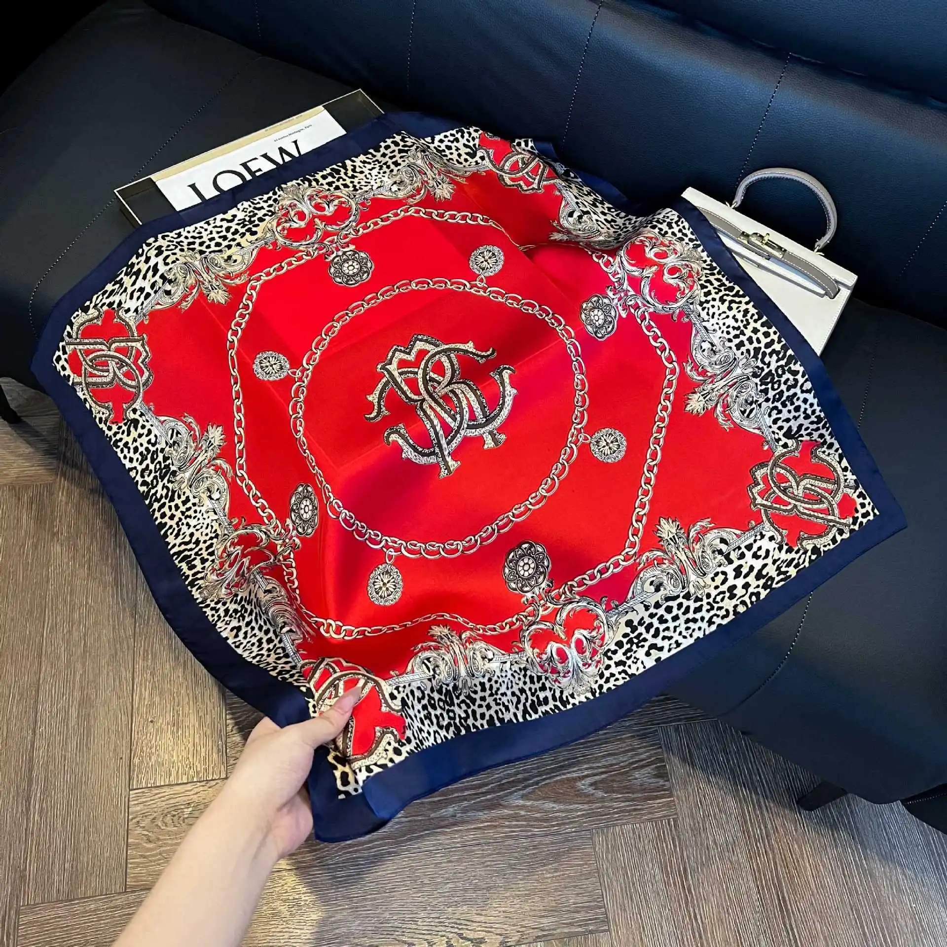 Luxury Red Polka Dot Silk Square Scarf Women Hijab Hair Bands Neckerchief Female Satin Shawl Ribbon Headband Wraps Bandana image 5