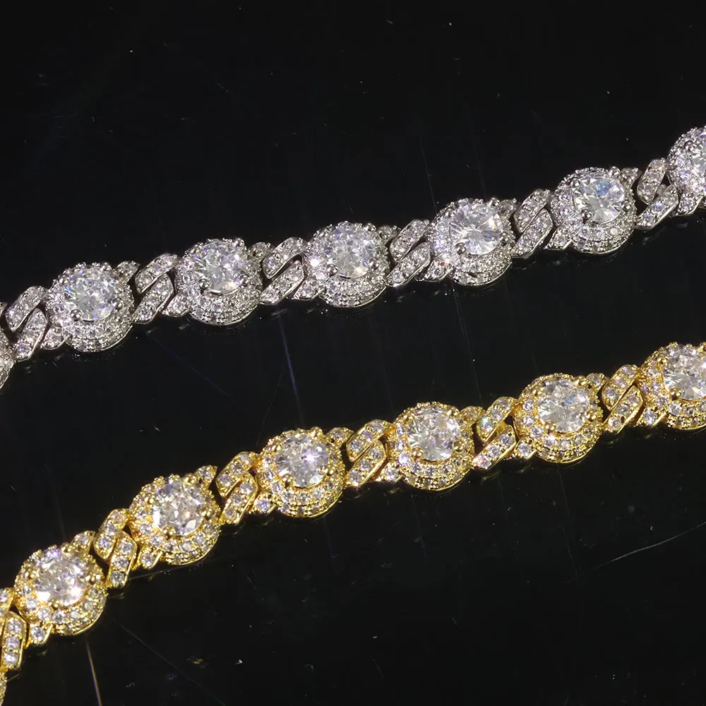 

NY Hip Hop Style 7.5mm High End Jewelry Ice Bracelet with Sparkling Zirconia Round Beads Cuban Bracelet for Friends as Gift