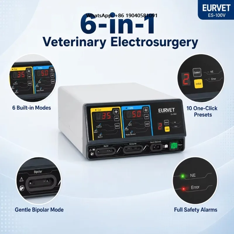 EUR VET Electric Portable High Frequency Veterinary Diathermy Machine Multi-functional Electro Surgical Unit Medical Equipment