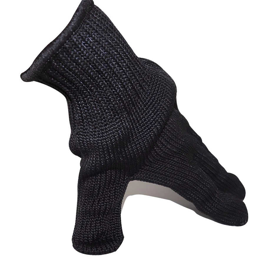 1 par de guantes negros resistentes a cortes, guantes protectores de fibra metálica L5 de grado Industrial para cuchillo, equipo de protección laboral de vidrio